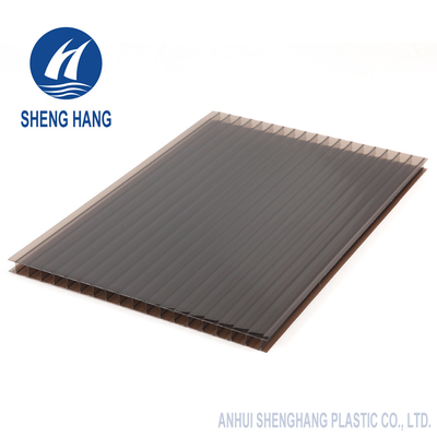 5800mm 4mm ट्विन वॉल पॉली कार्बोनेट शीट ग्रीन ब्राउन एंटी इम्पैक्ट